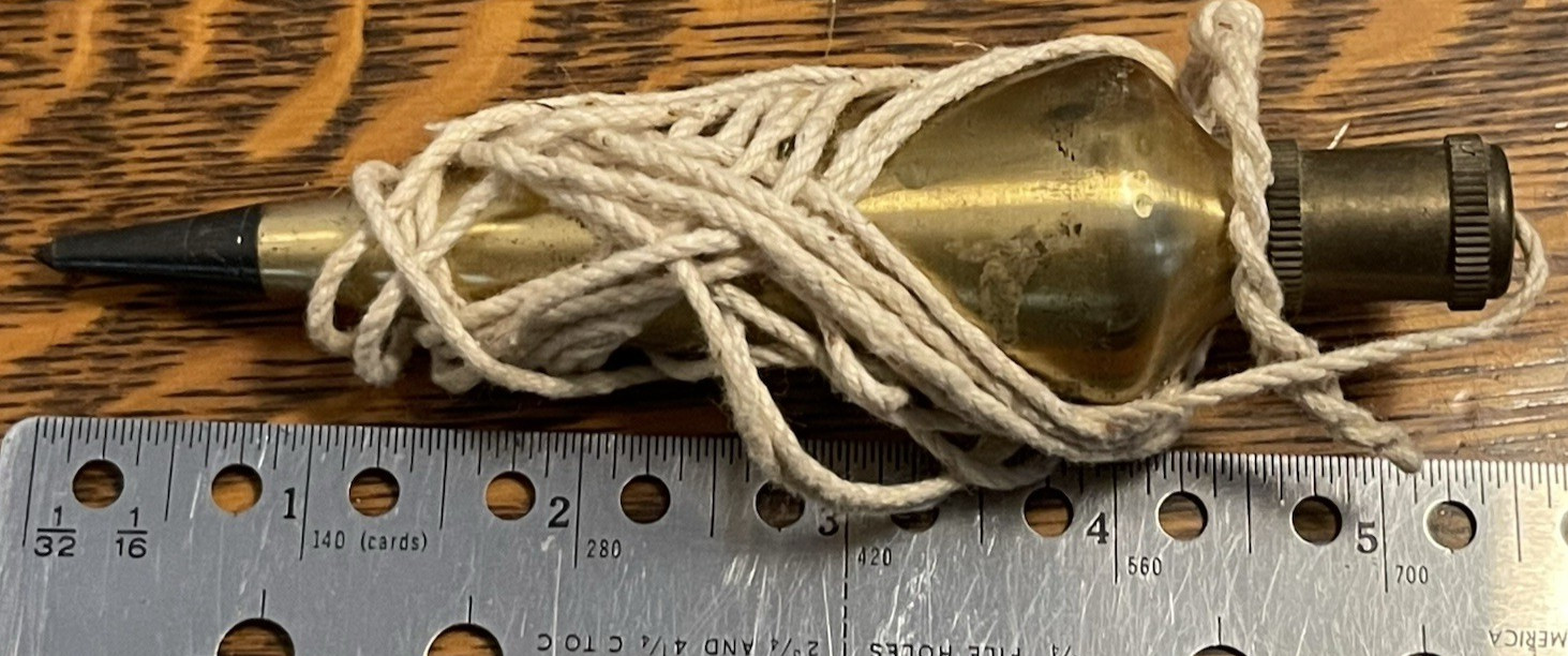 VINTAGE 1-POUND, 5-1/2 ” BRASS PLUMB BOB