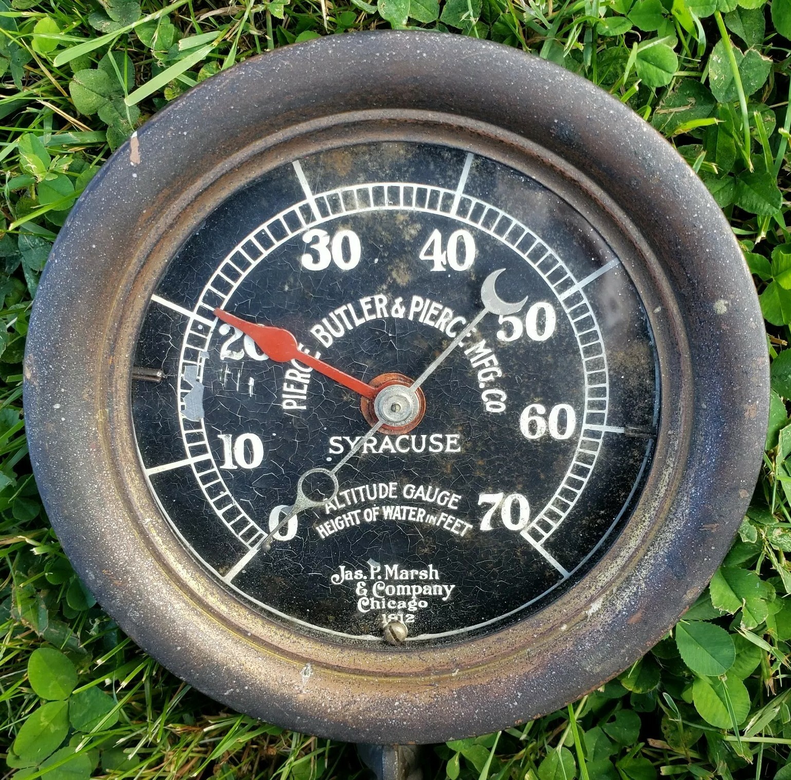 Rare Antique Altitude Gauge Jas P Marsh 1912 Syracuse NY Pierce Butler MFG Co