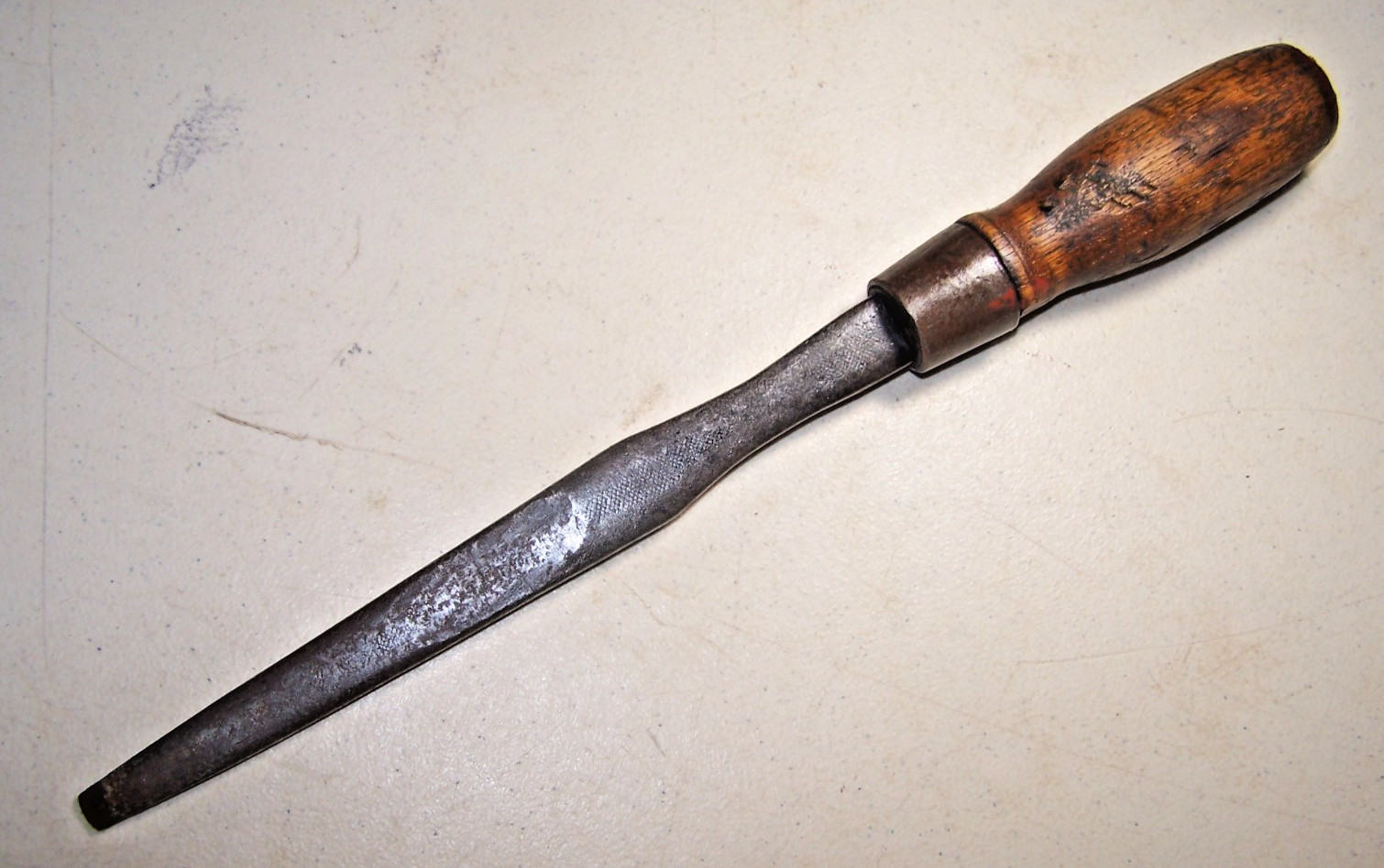 Antique-Blacksmith Hand Forged Wood Handel Screwdriver (Forged from a File)