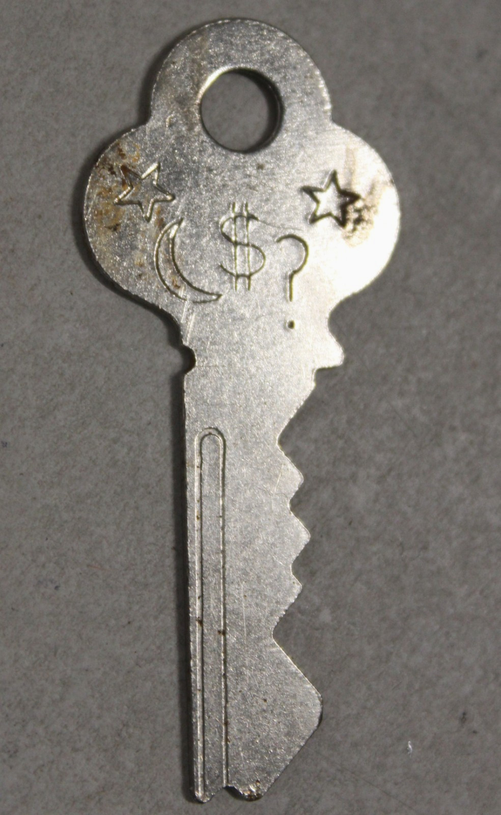 Vintage Contest Key w/ $ sign Moon Stars ? mark