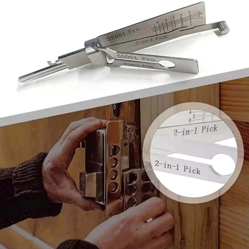 SS001 PRO 2-in-1 Stainless Steel master Key Decoder Portable Lock Tool Kit 1 Pc