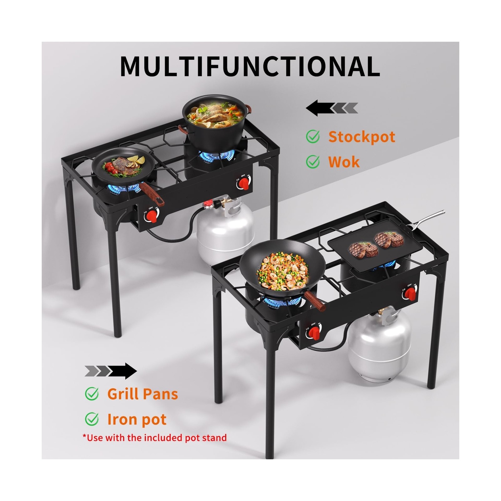 SKOK 2 Burner Propane Stove – Portable Camping Stove with 150,000BTU High Eff…