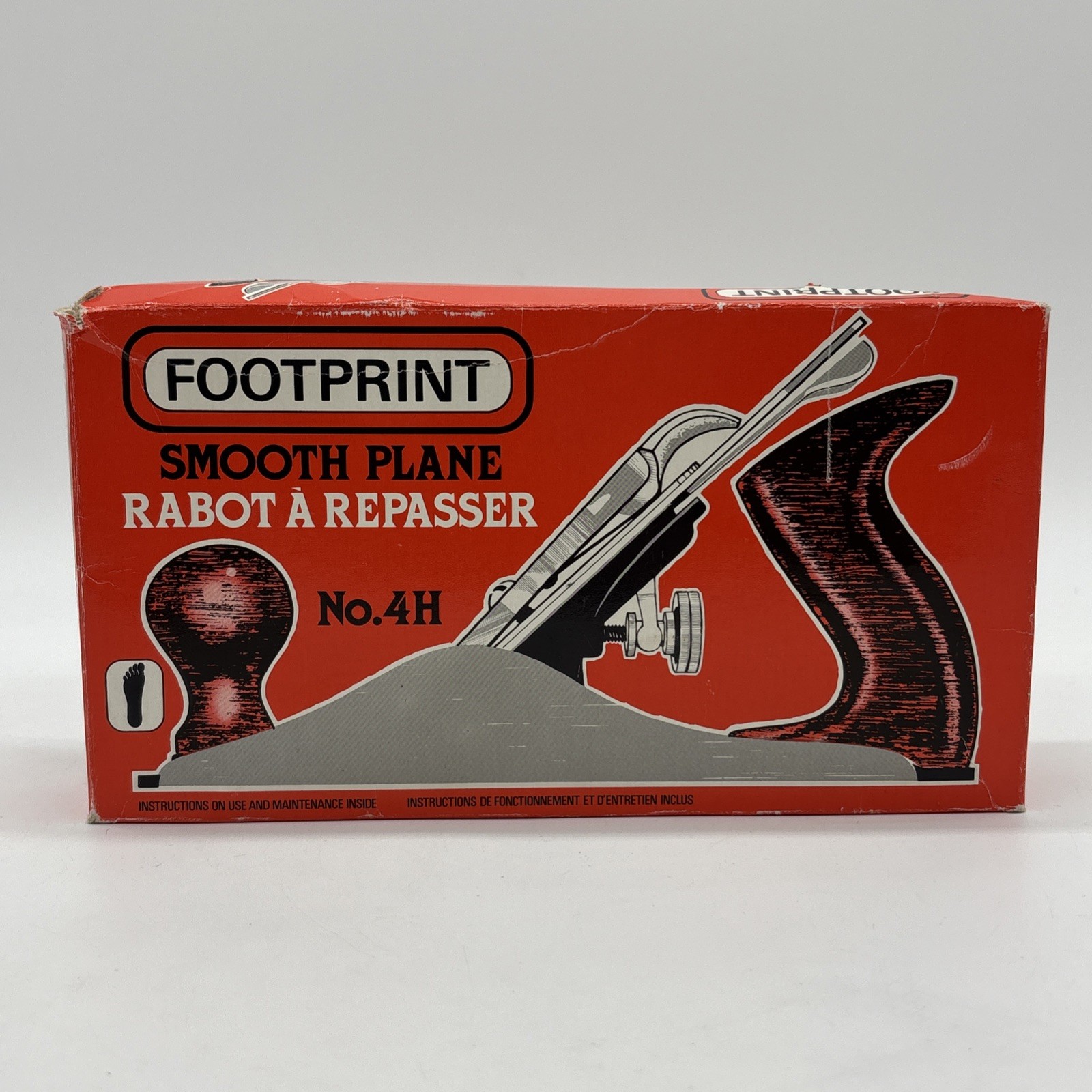Vintage Footprint Smooth Plane No.4H In Original Box w/ Instructions