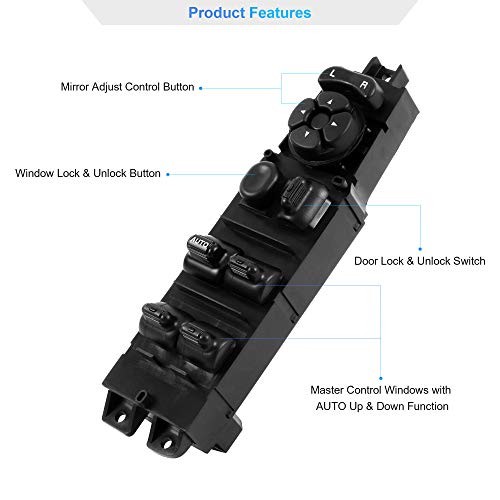 Master Power Window Switch and Bezel Driver Side and Window Bezel Black