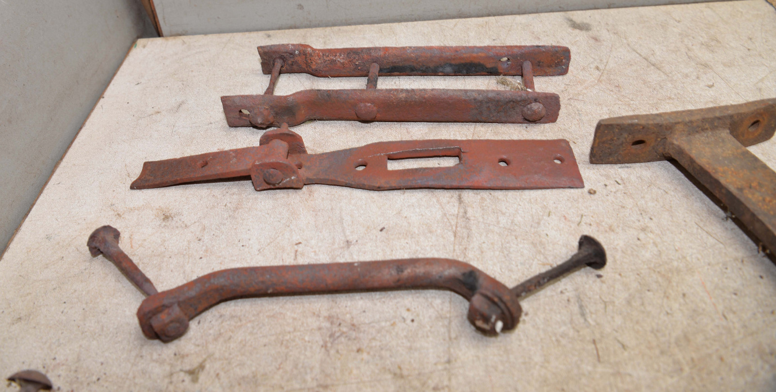 Antique blacksmith forged saw mill parts adjustable log holders hardware tools
