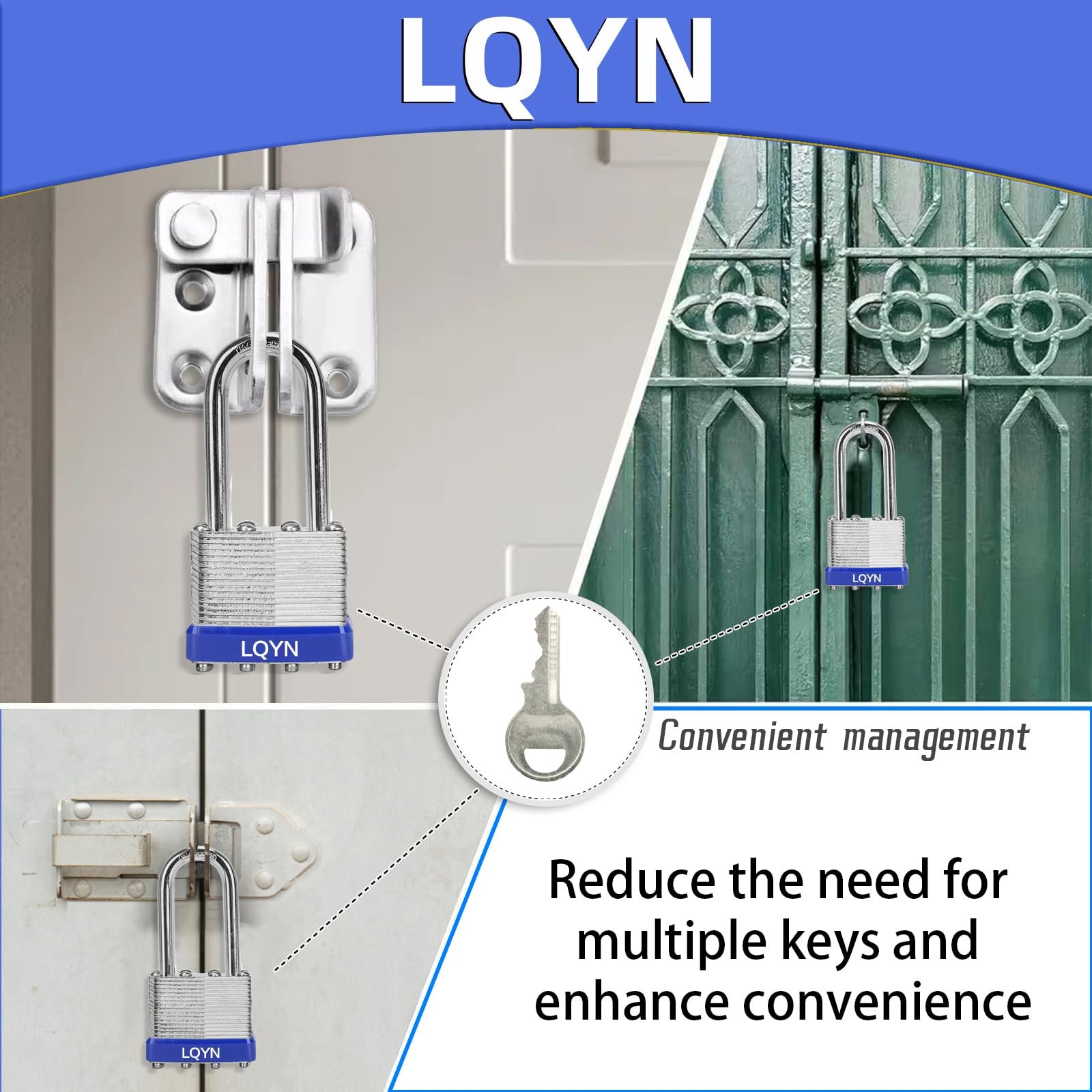 Padlocks with Same Key, 6 Pcs Laminated Keyed Padlock (1-9/16″, 40mm), Keyed …