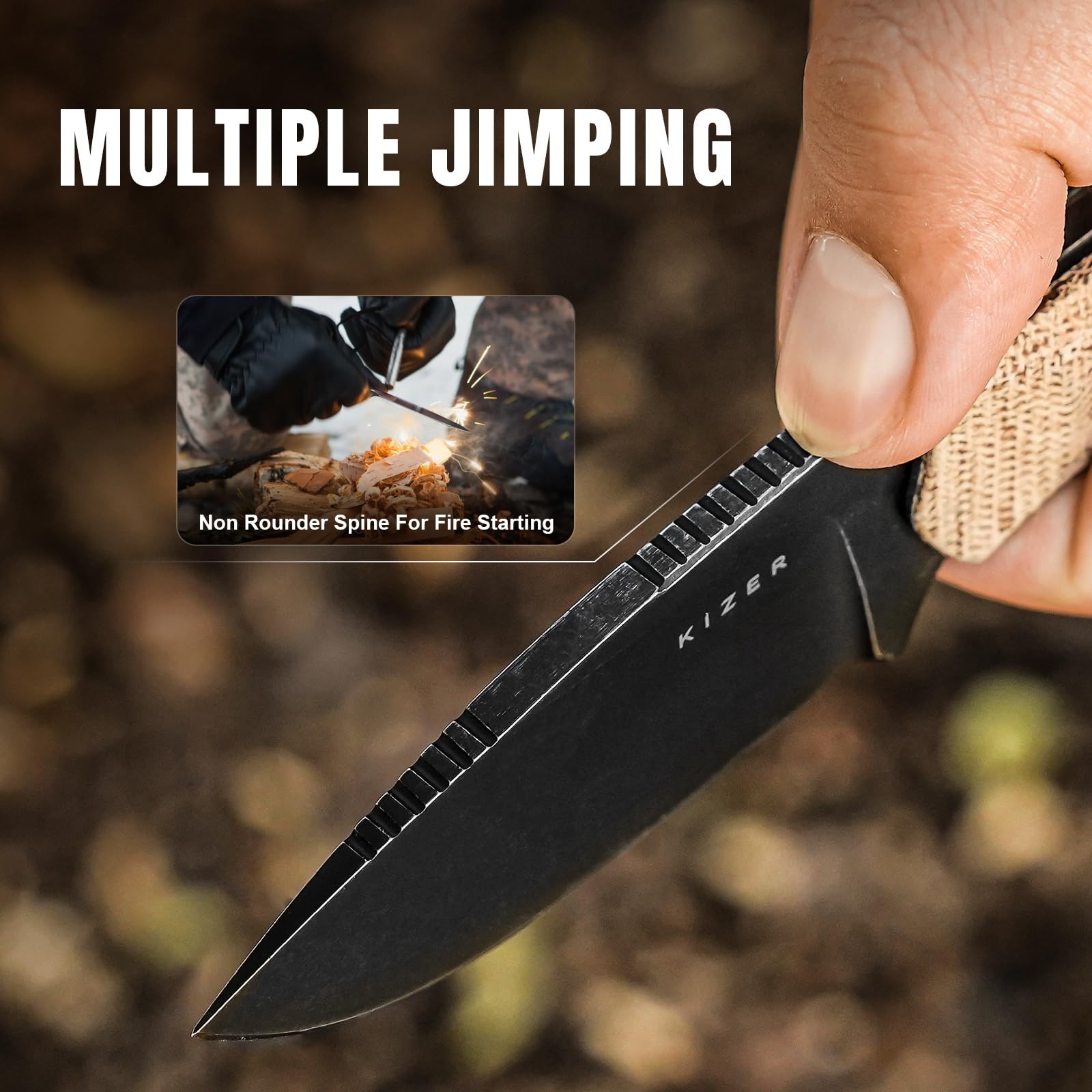 Kizer Beaver Fixed Blade Knife with Sheath, 2.75″ D2 Steel Blade EDC Fixed Bl…