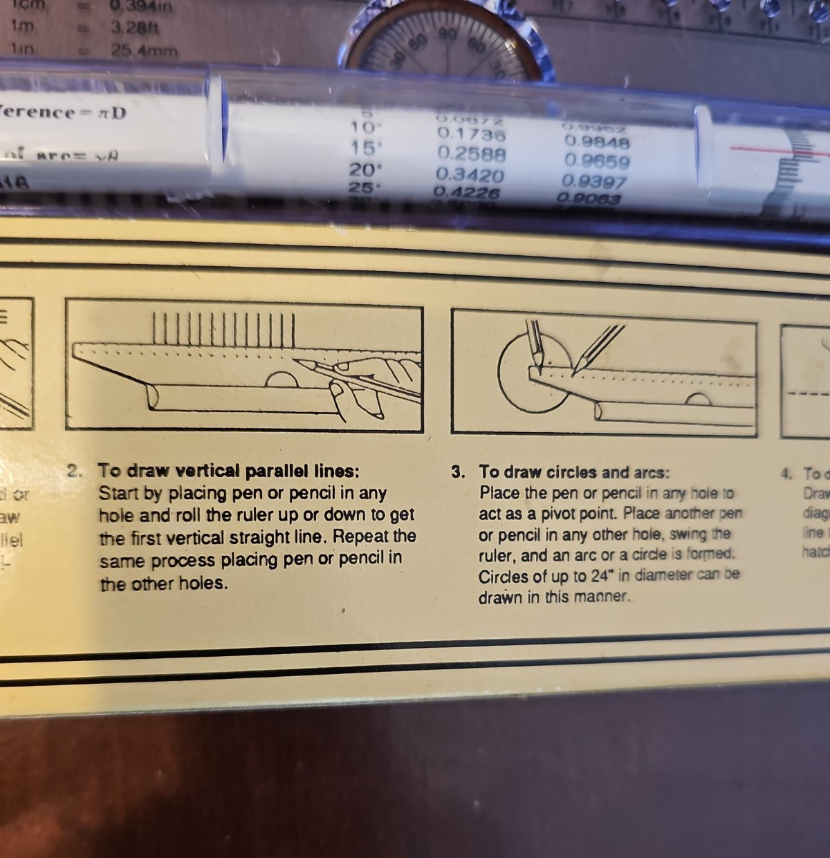 Vintage Rolling Ruler Drafting Engineering Tool Metric To Inch T-Square Compass