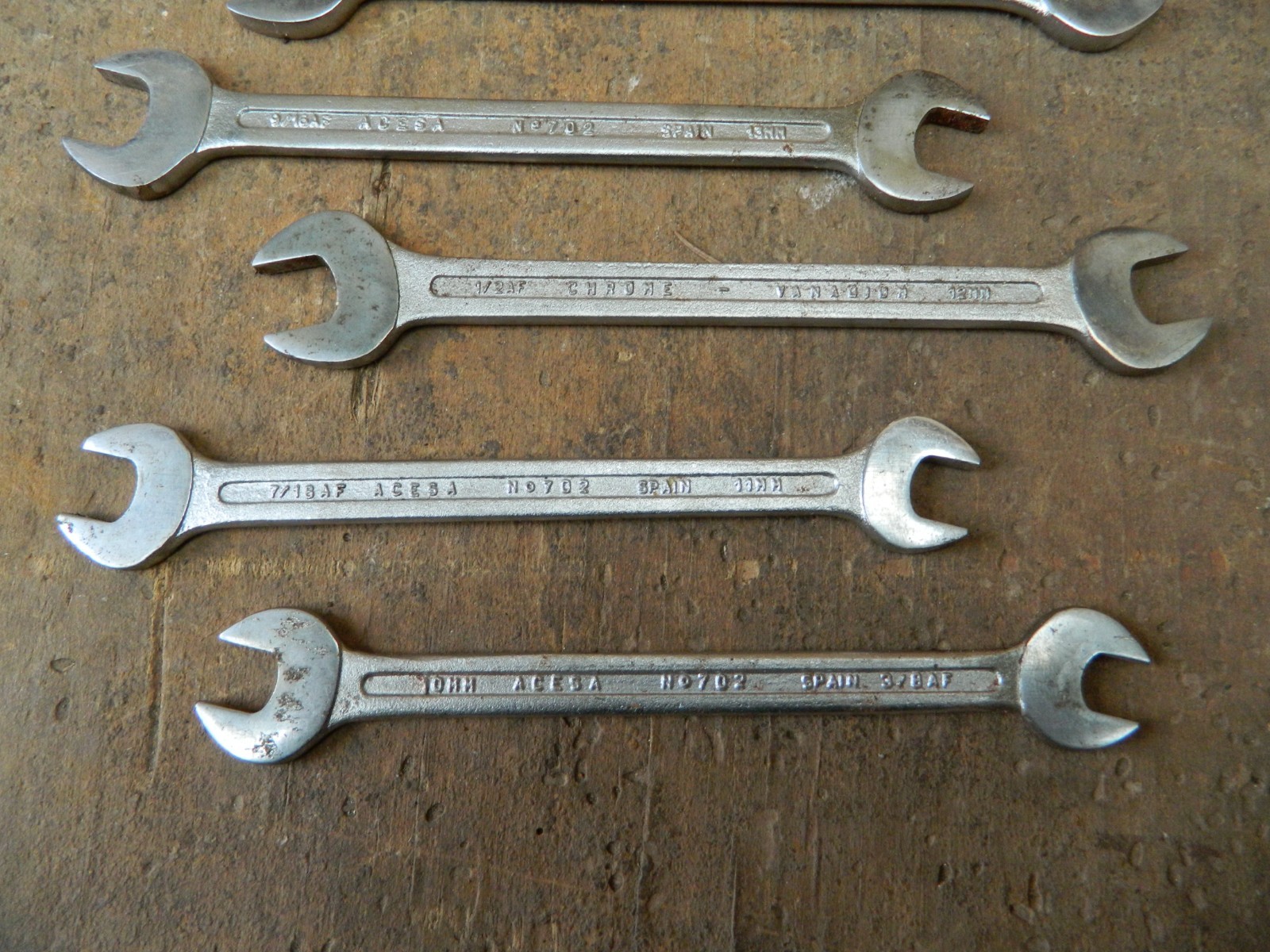 Vintage ACESA ‘702’ OPEN ENDED SPANNERS – METRIC/IMPERIAL – Classic Hand Tools.