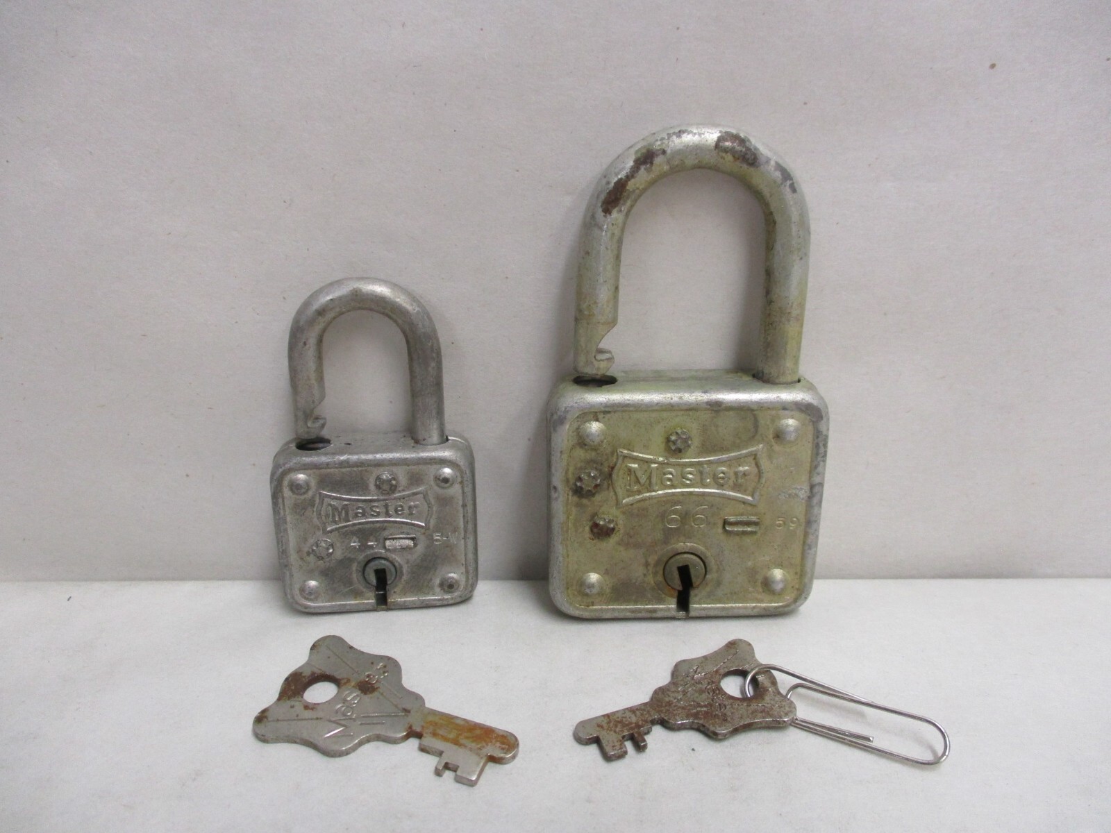 2 Vintage Master Locks with Keys #44 & #66 Padlocks Milwaukee WI Made in USA