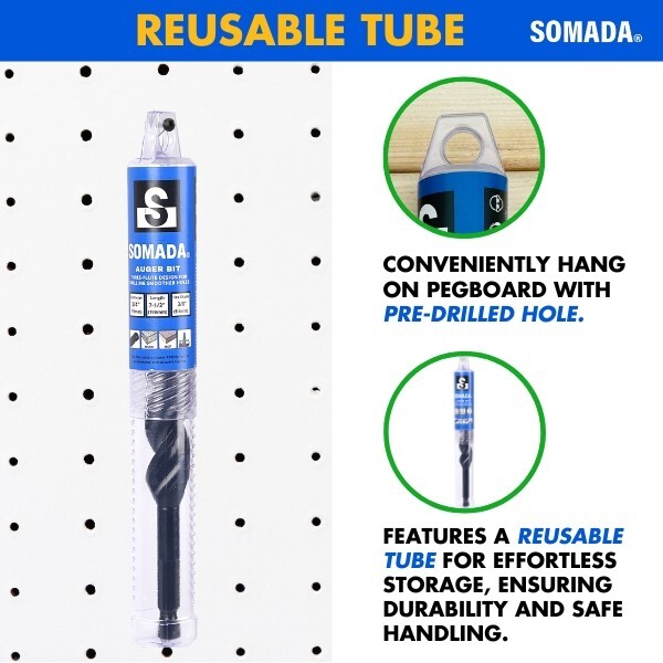 SOMADA 3/4″ x 7-1/2″ x 3/8″ Triple-Cut Black Auger Drill Bit for Wood