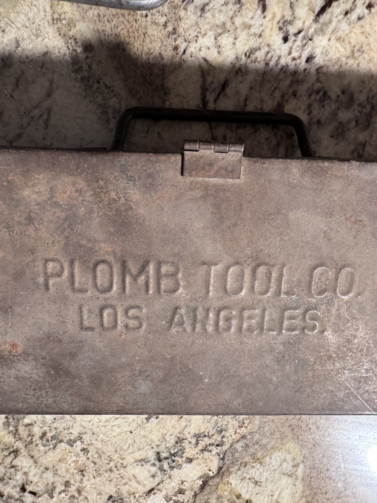 Vintage Plomb Tool CO. Los Angeles Metal Tool Box With Mixed Sockets.