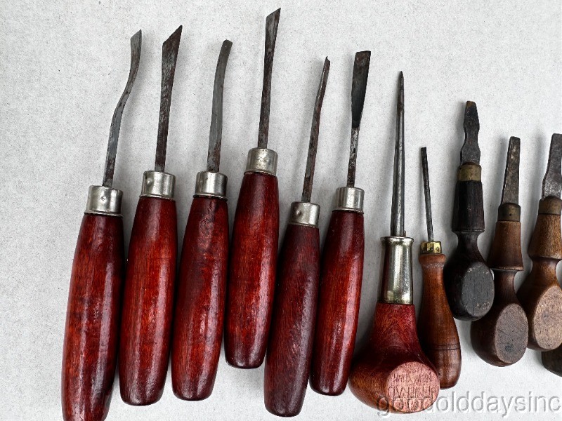Lot Of 15 Vintage Tools Antique Gouge Wood Carving Hand Tools