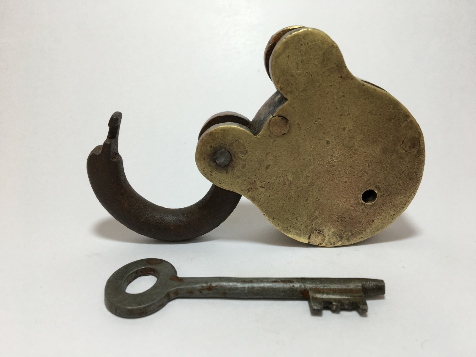 Lock Vintage Brass Padlock With Key Rich Patina Small Real 4 levers Heavy Lock
