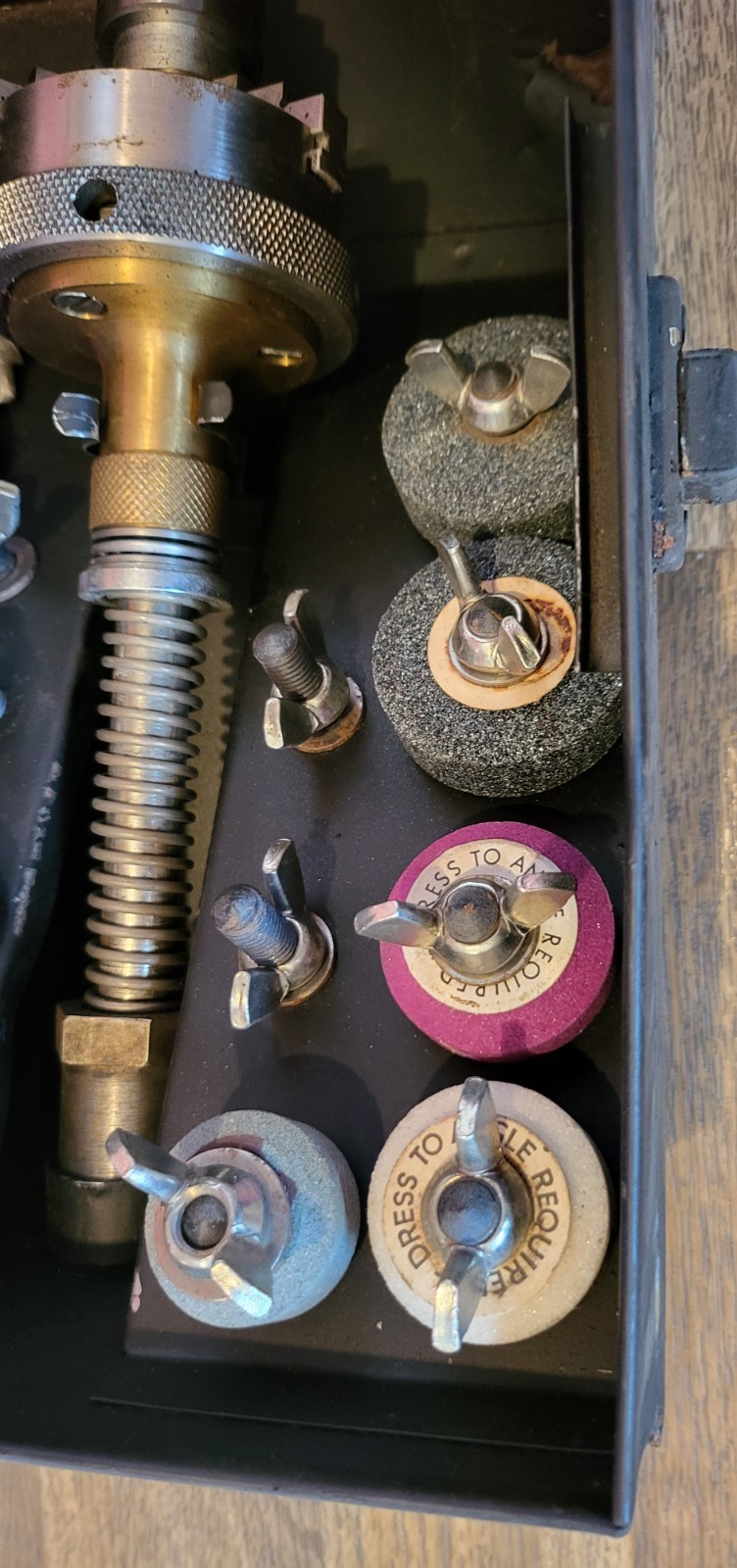 Rare cased vintage 11″ Burnerd Model 33 of England lathe valve seat grinding kit