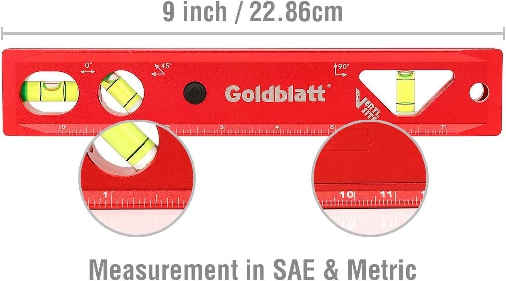 Aluminum Alloy 3-Piece Level Set – 9″ Lighted, 24″ & 48″ Spirit Levels Included