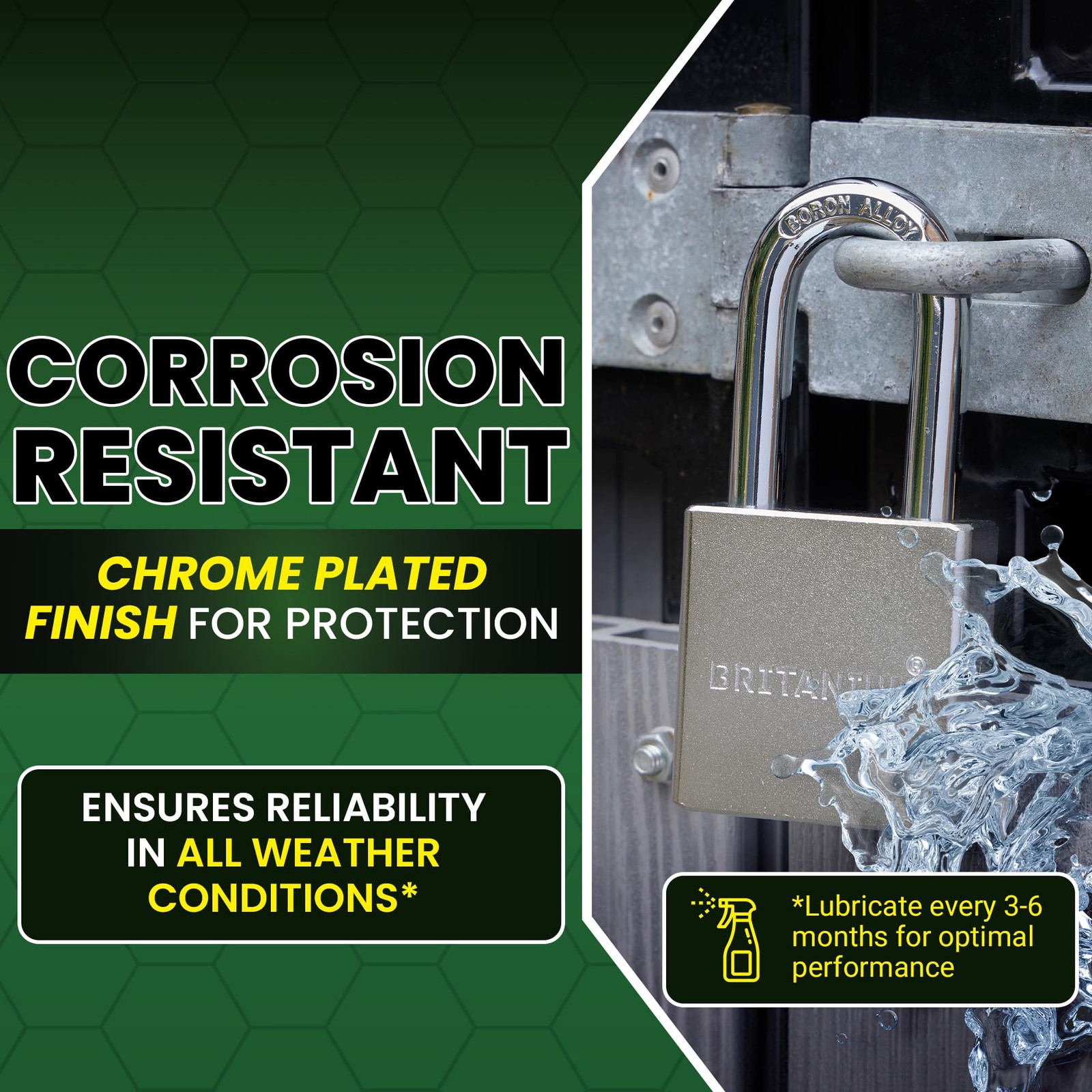® SFE60 Professional Grade Padlock – Chrome Plated Steel with Boron Alloy Sha…