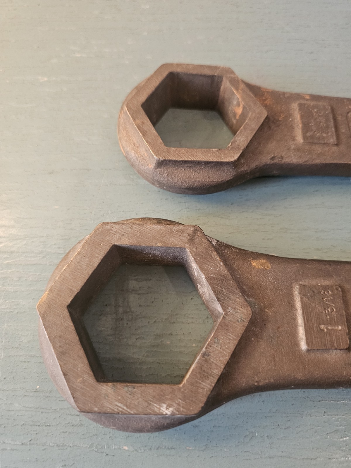 Vintage Pair AMPCO Aluminum Bronze Striking Wrenches, 1 13/16, 1 5/8-Very Good