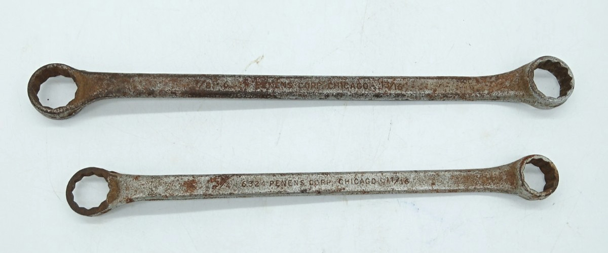 Vintage Penens Corp Box Wrench Set Of 2, 6324 3/4 11/16, 6328 7/8 13/16