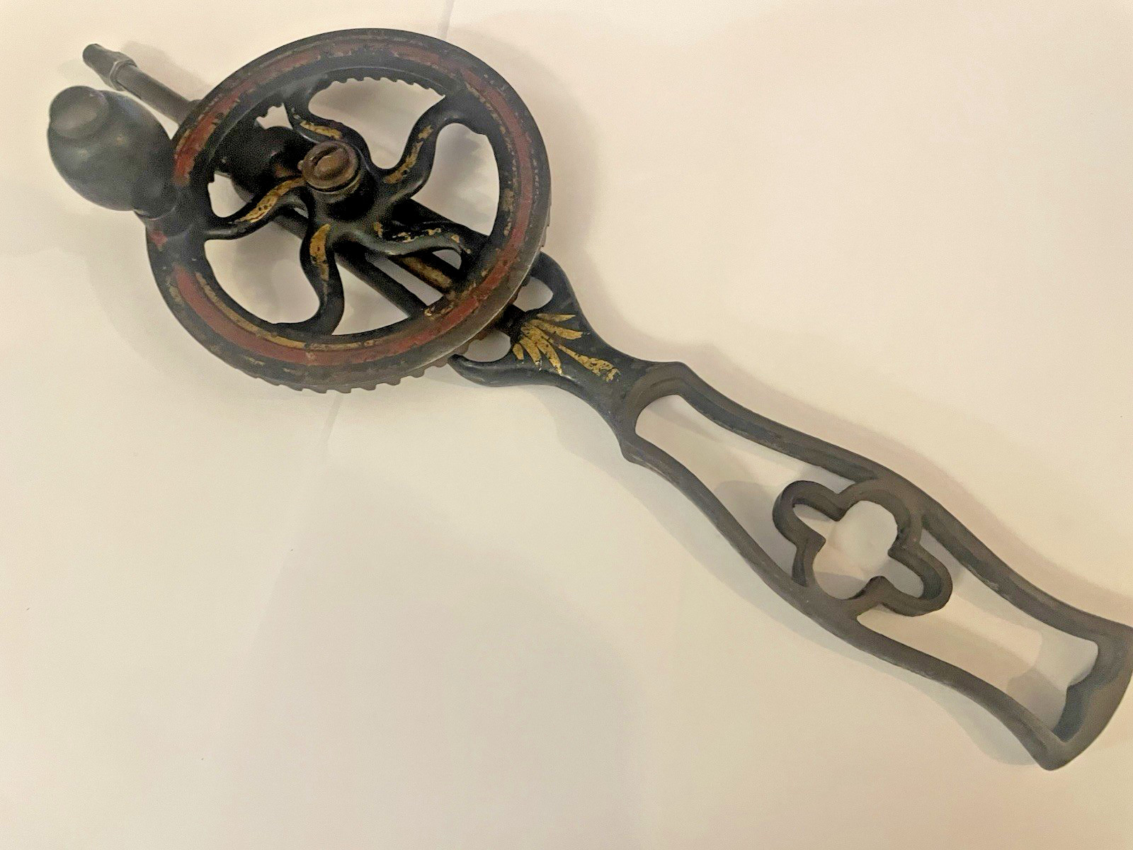 Ornate Pinstriped WHITNEY’S Eggbeater Hand Drill 10 1/2″ 1880’s Tower Lyon🌺🌺