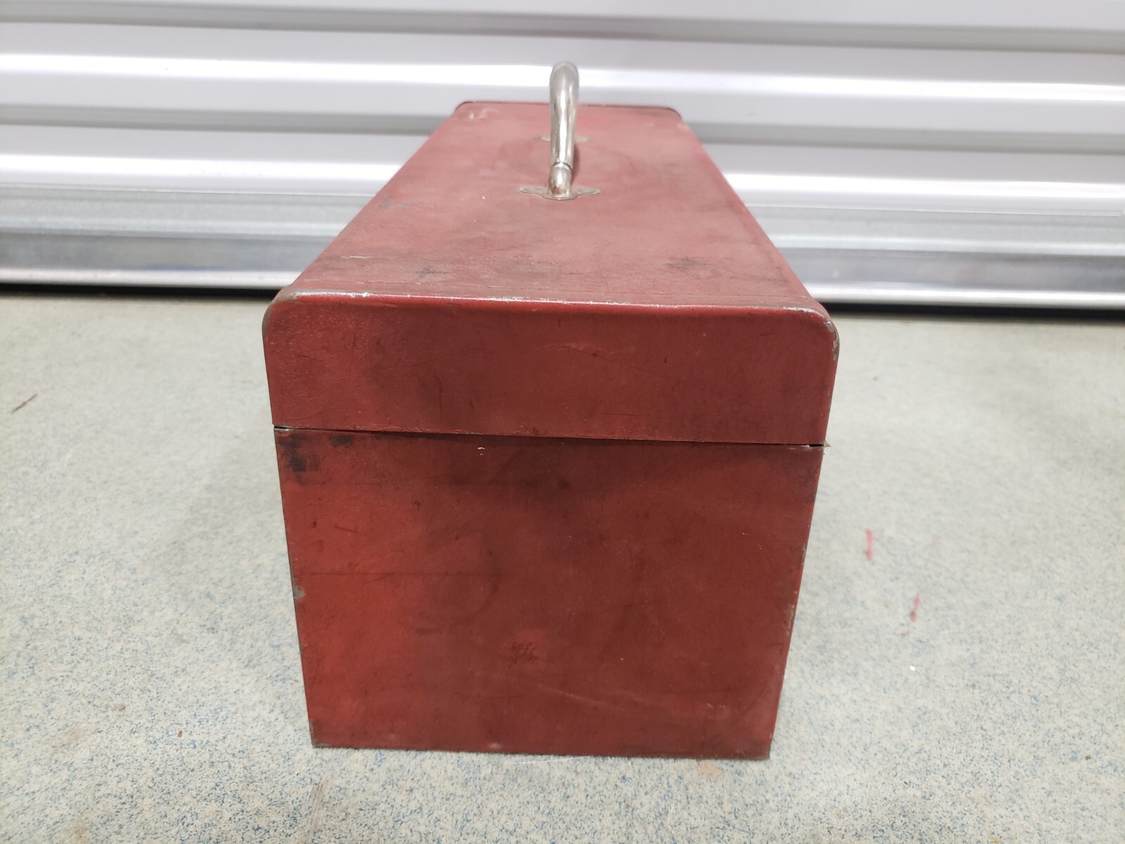 Vintage Red Kennedy Brand Toolbox with Single Latch and Heavy-Duty Handle