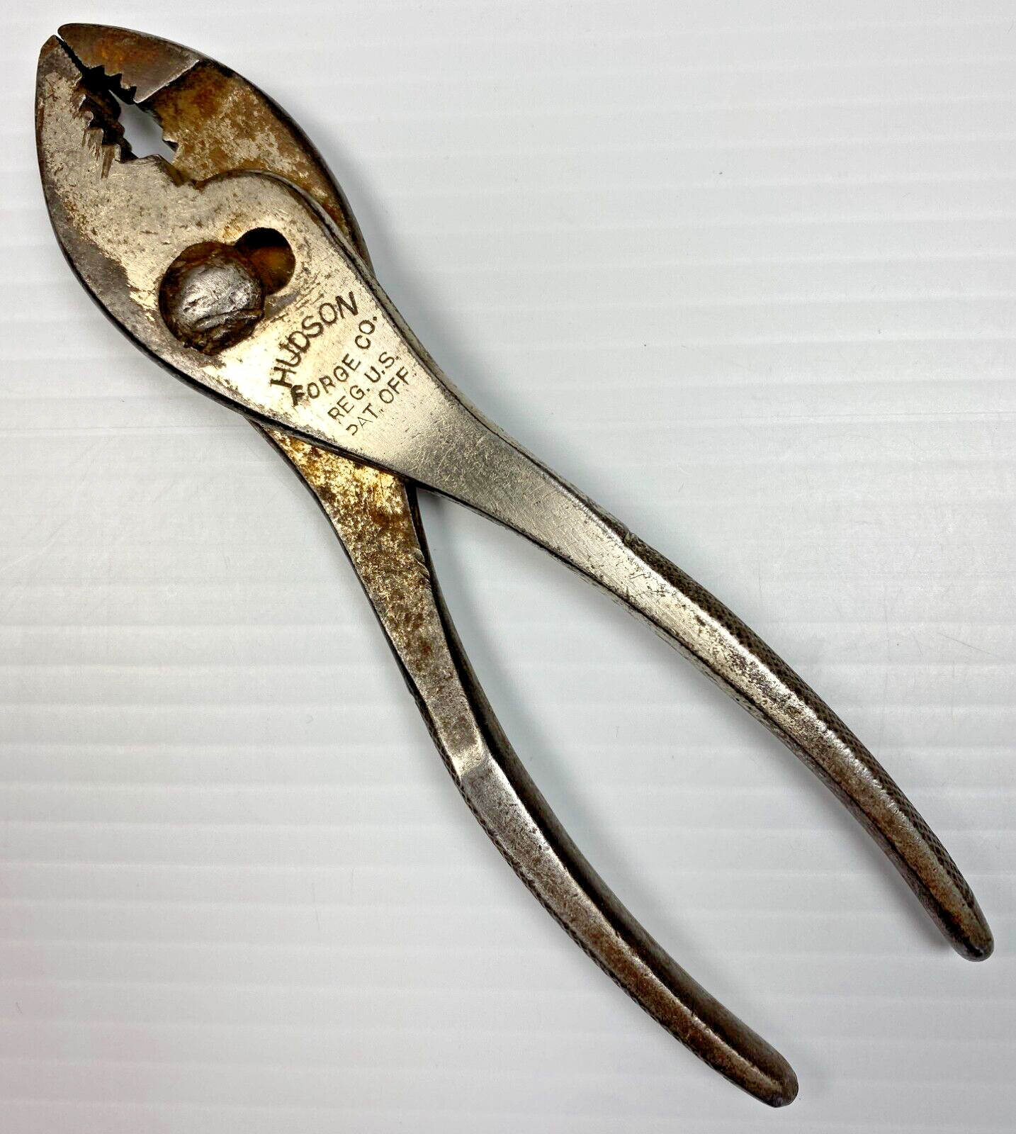 Vintage HUDSON FORGE CO. Slip Joint Pliers REG. U.S. PAT. OFF. USA Tool