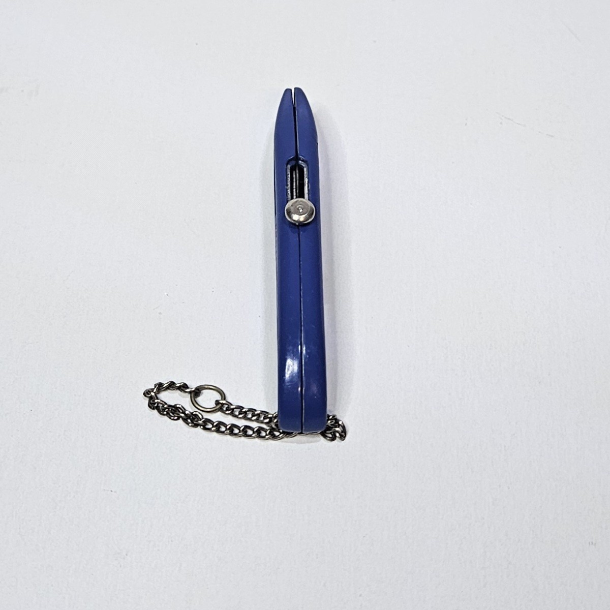 Vtg Great Neck Box Cutter Keychain Knife Made In USA Blue Metal