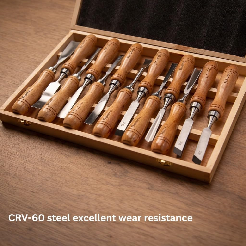 12-Pieces Wood Carving Tools Set – Professional Carving Chisel with Razor Sharp
