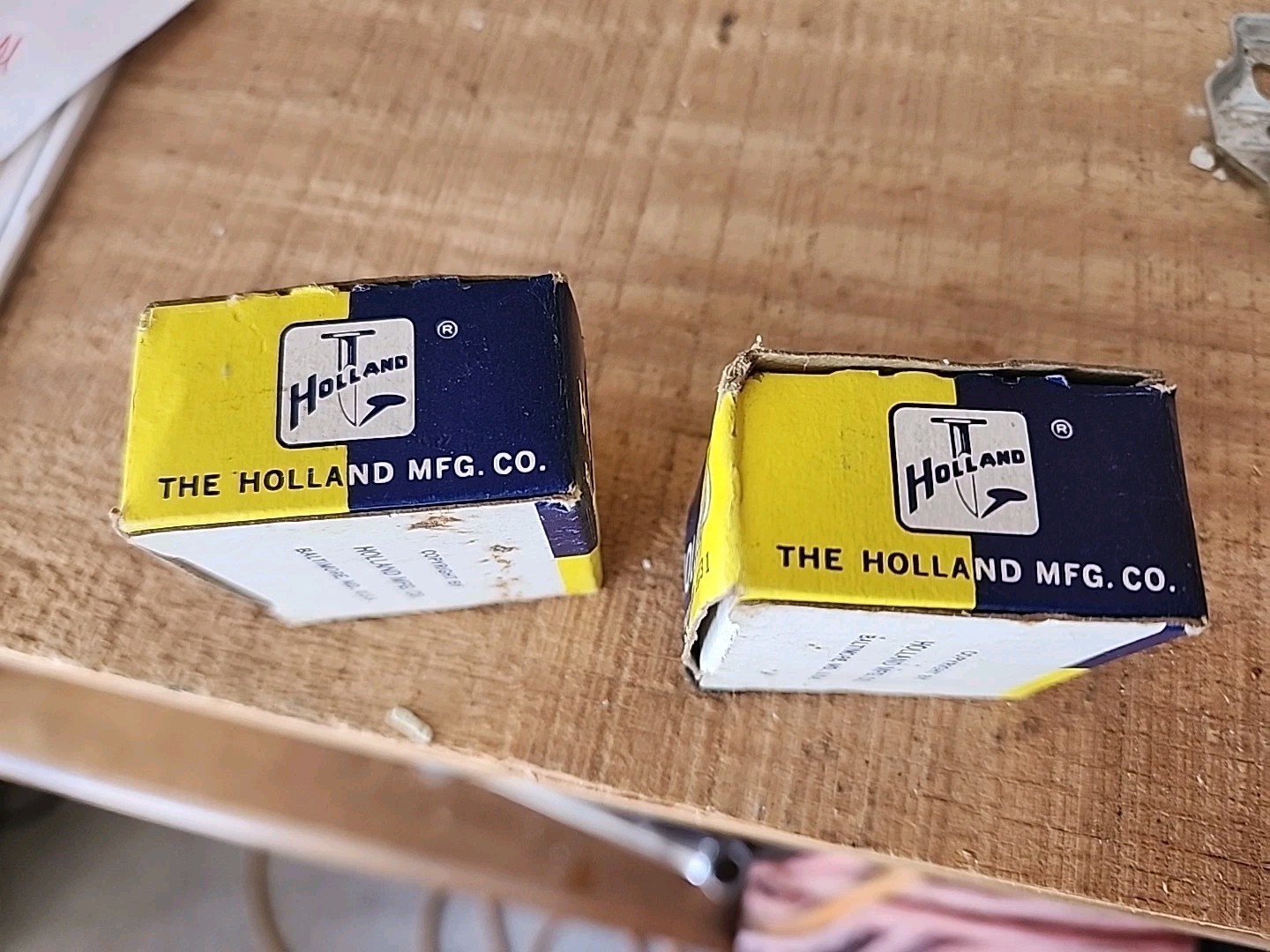 2 Boxes Vintage THE HOLLAND MFG. CO. 9/16 Inch TACKS in Original Box NO. 8