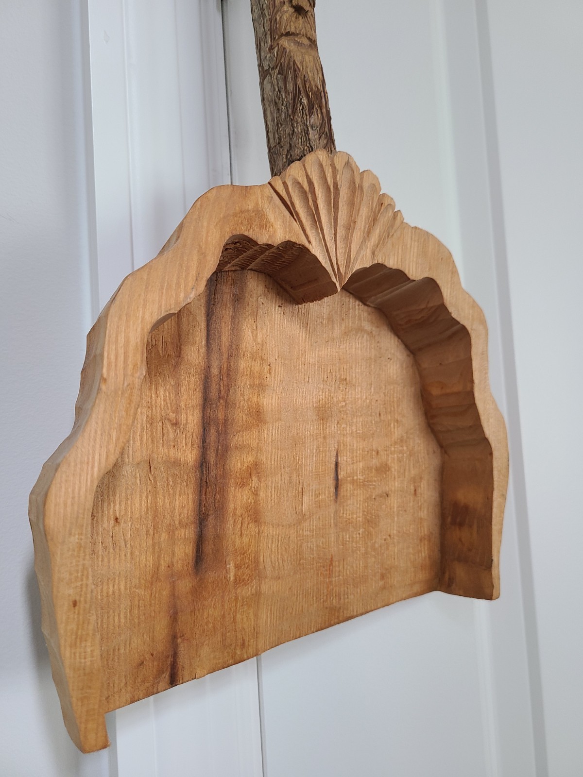 Hand carved wood craft shovel dust Vintage 1 Foot Tall Decor Or Real Use