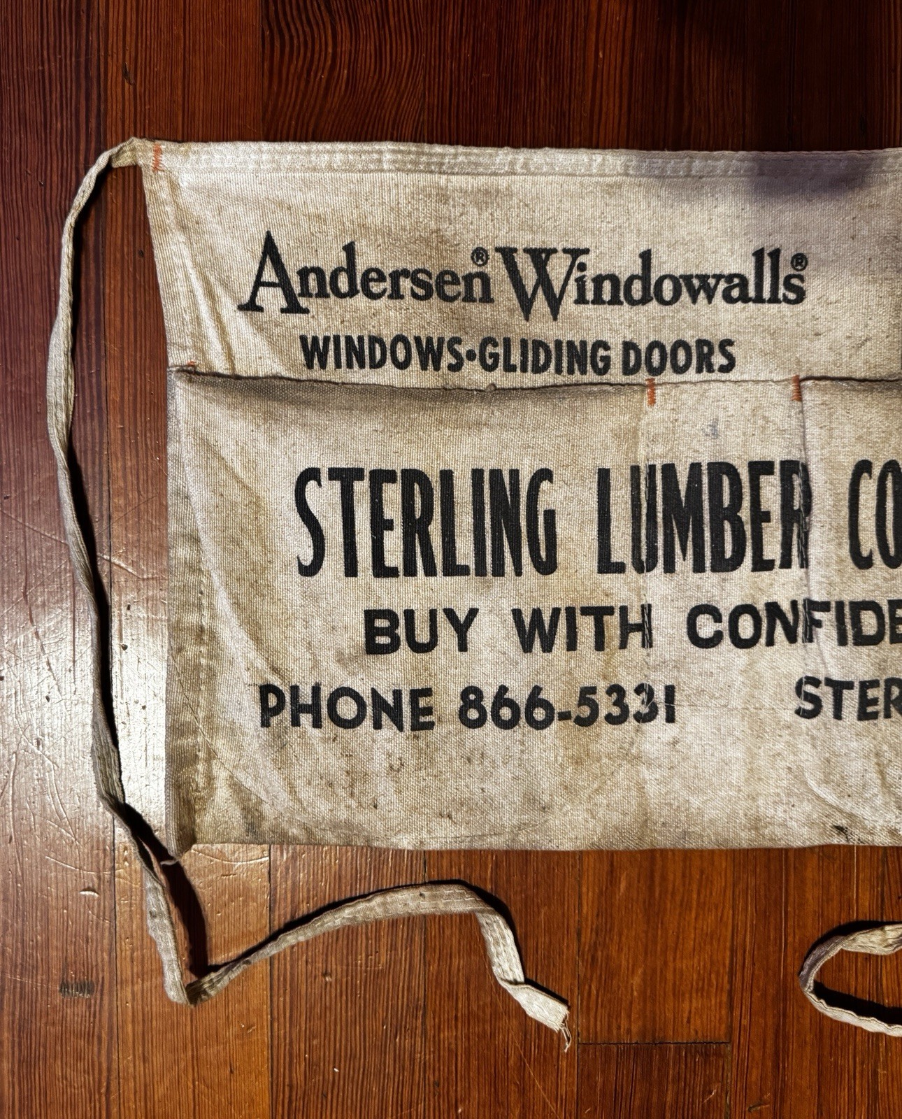 Vtg 50s 60s Advertising Sterling Lumber NE Nail Carpenter Apron Canvas Workwear