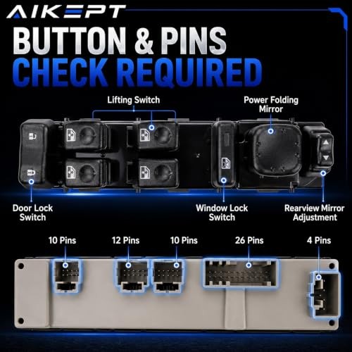 15883323 Master Power Window Switch Left Side Without Bezel with Pry 901-075
