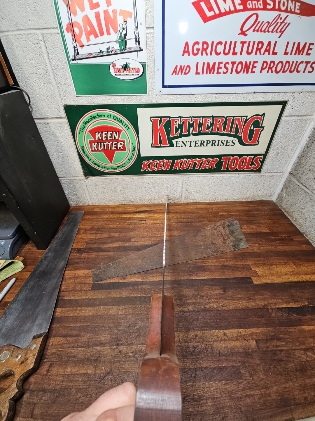 G35- 2 Antique HSB OVB Hibbard Spencer & Bartlett Handsaws + WINCHESTER PLATE