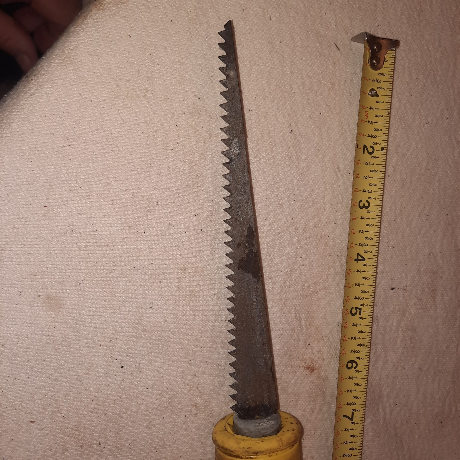 Vintage Stanley Key Hole Saw Bright Yellow Rubber Handle 11″ Long. USA.