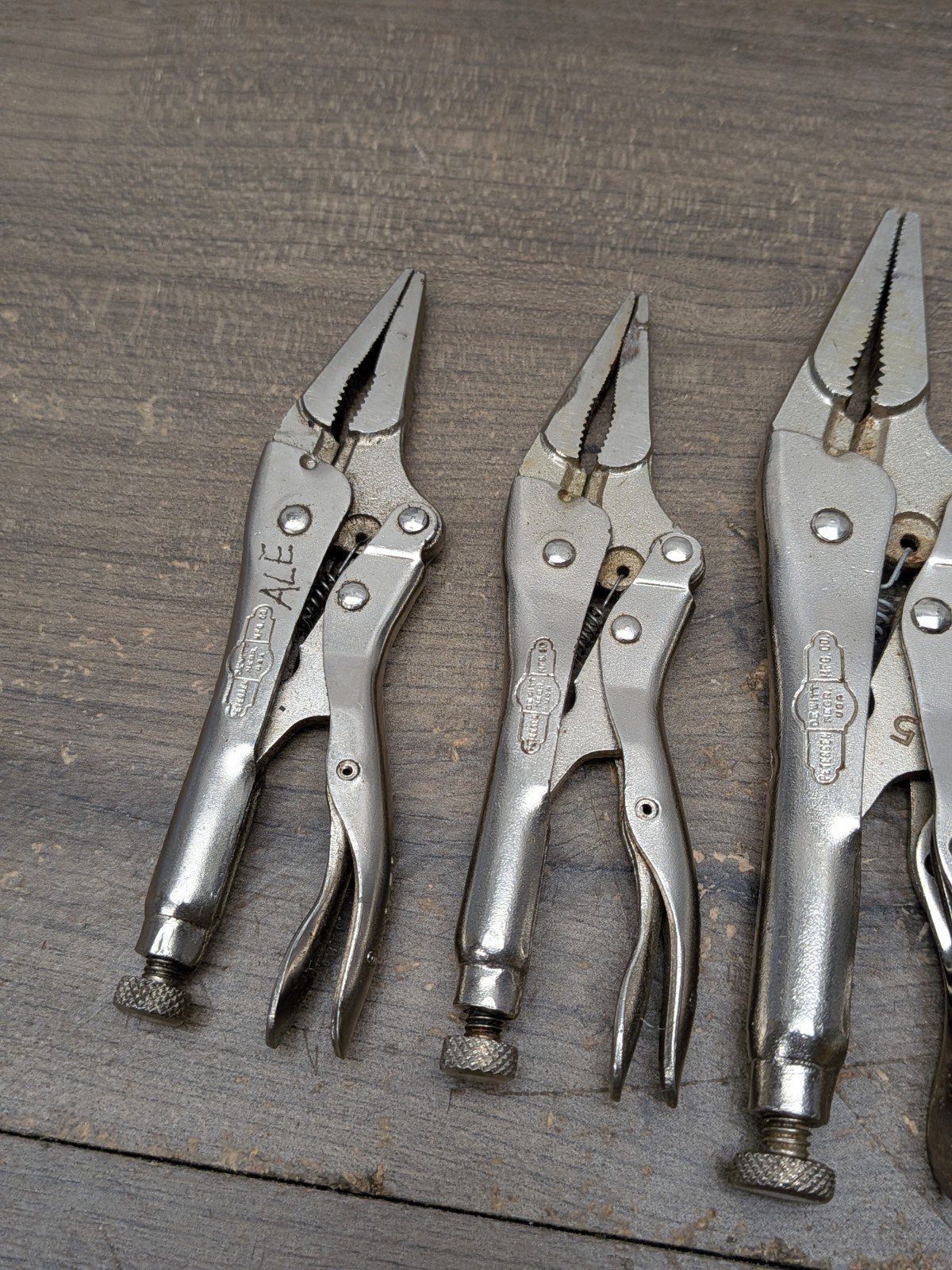 VINTAGE PETERSEN VISE GRIPS 4LN, 6LN, LOCKING PLIERS, WIZARD HR1206 USA, 5PC