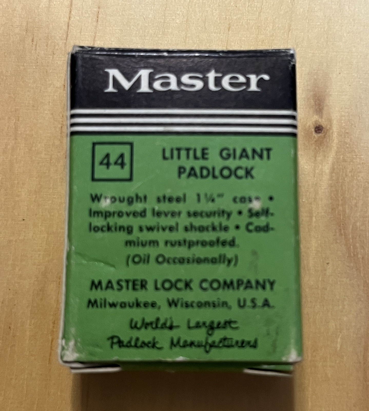 Vintage Master Lock No. 44, Little Giant Padlock w keys NOS
