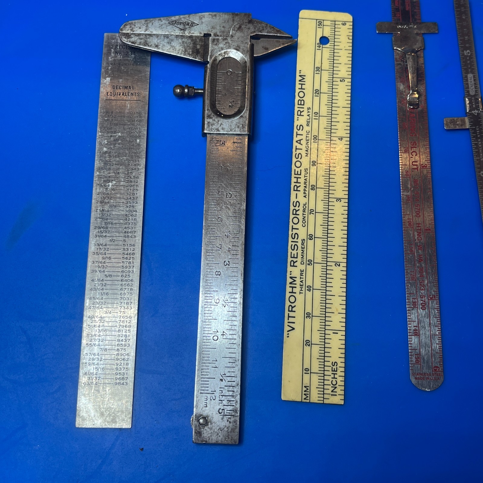 Vintage Machinist Engineering Measuring Tools Ruler Lot Jordan Caliper Snap-on