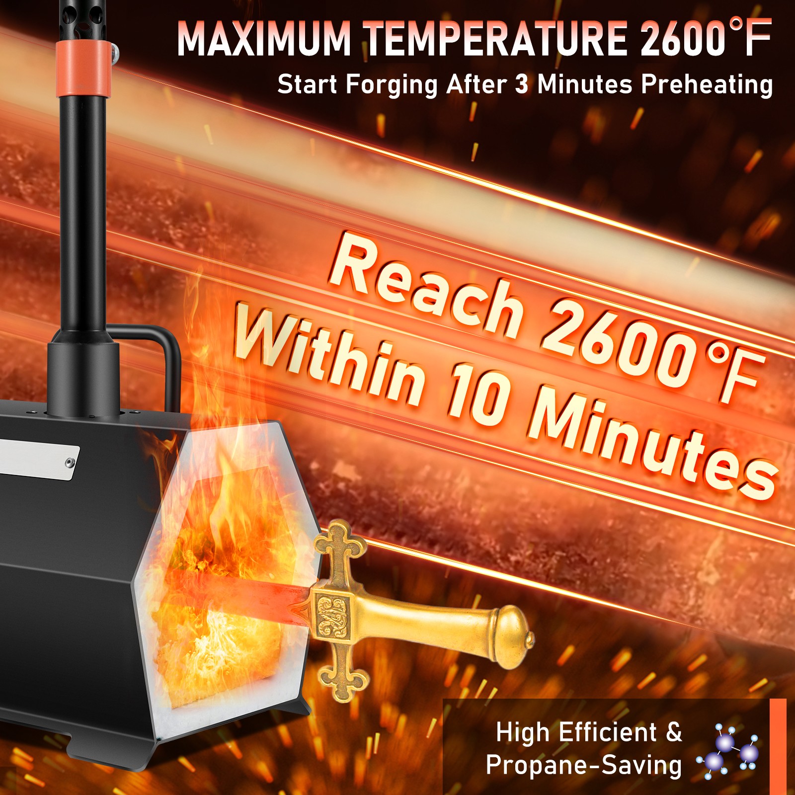 VEVOR 1b Gas Propane Forge Furnace Burner Blacksmith Farrier Knife Metal Forging