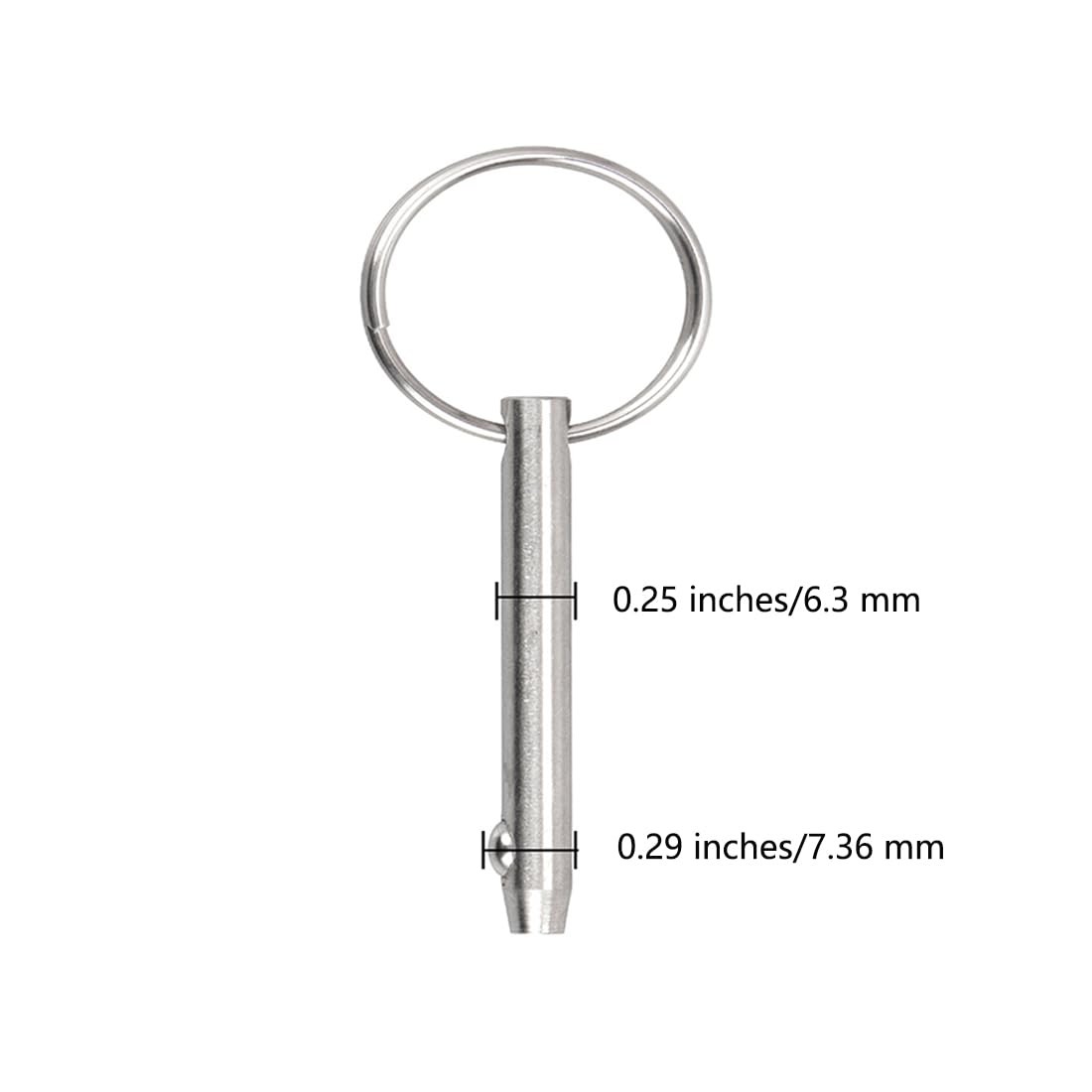 316 Stainless Steel Marine Quick Release Bimini Top Pin Dia 0.25 Inch 4 Pack