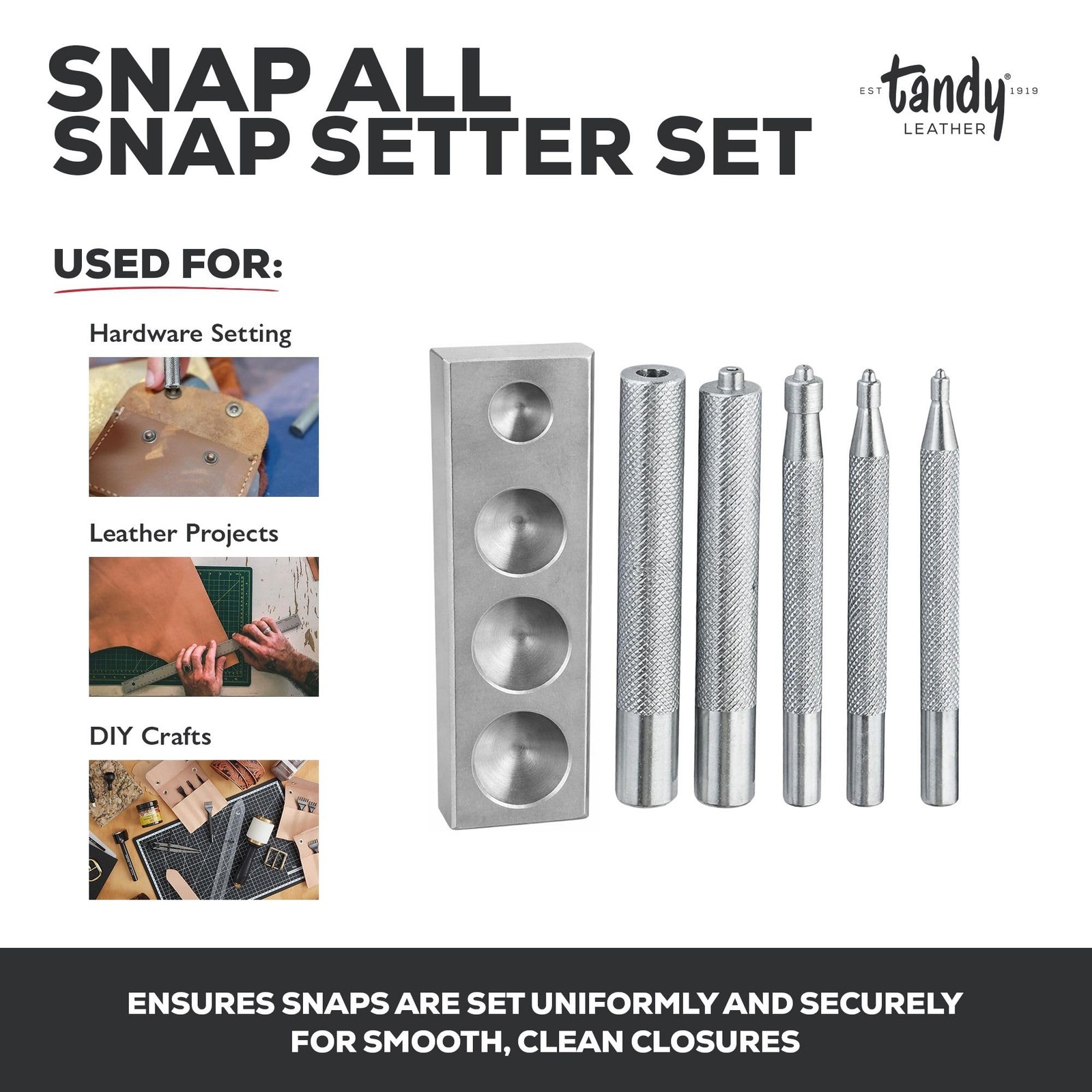 Tandy Leather Snap-All Snap Setter Set – Clean Snap Installation for Leather …