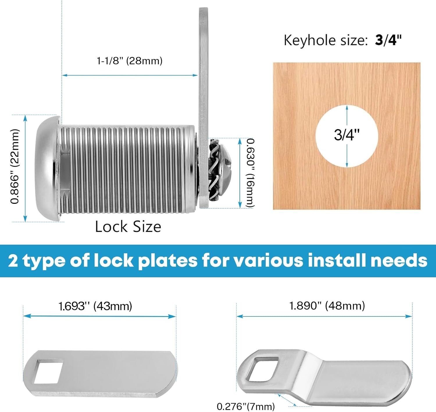 Chrome Finish Cam Locks for Tool Boxes and Drawers – Secure 5 Pack with Keys