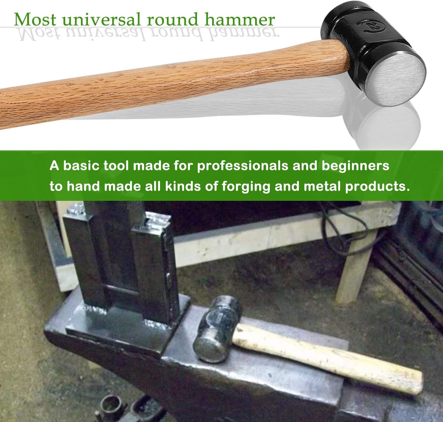 36OZ Rounding Hammer (61B hammer) for Handmade Farrier Forge Tool,16.5 inches
