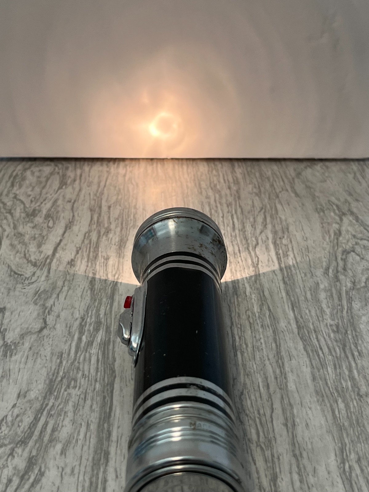 Vintage USALITE Flash Light Silver Black 6.75″ with Batteries 1960’s