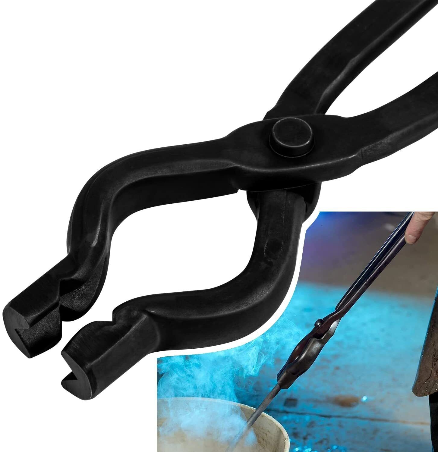 17” V-Bit Bolt Tongs & Blacksmith Hammer Kit 1.5KG (3.3LB) Knifemaking Tools Set