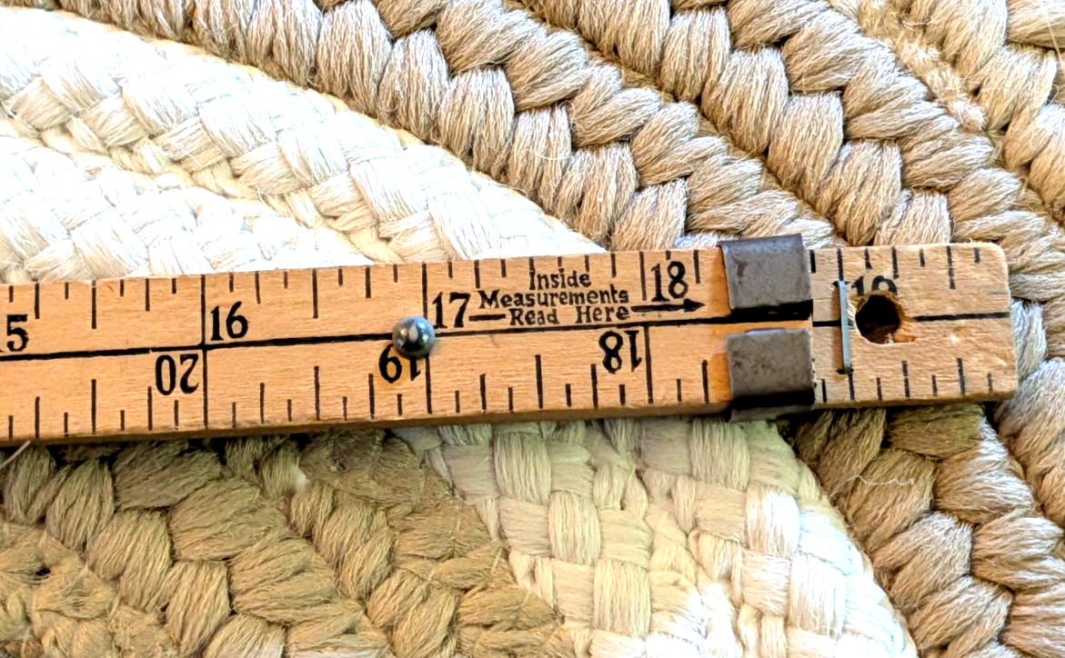 VINTAGE YARD STICK WOODEN SLIDING RULER OFFICE DECOR