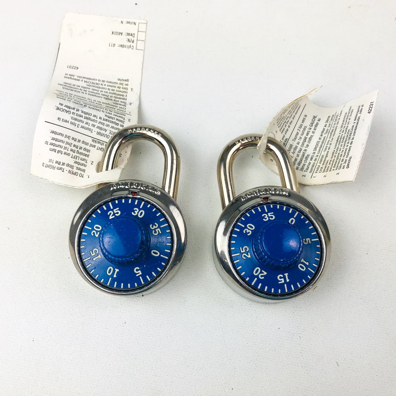 2x American Lock Padlock Combination Model A400K 411 3 Digit Vintage New NOS