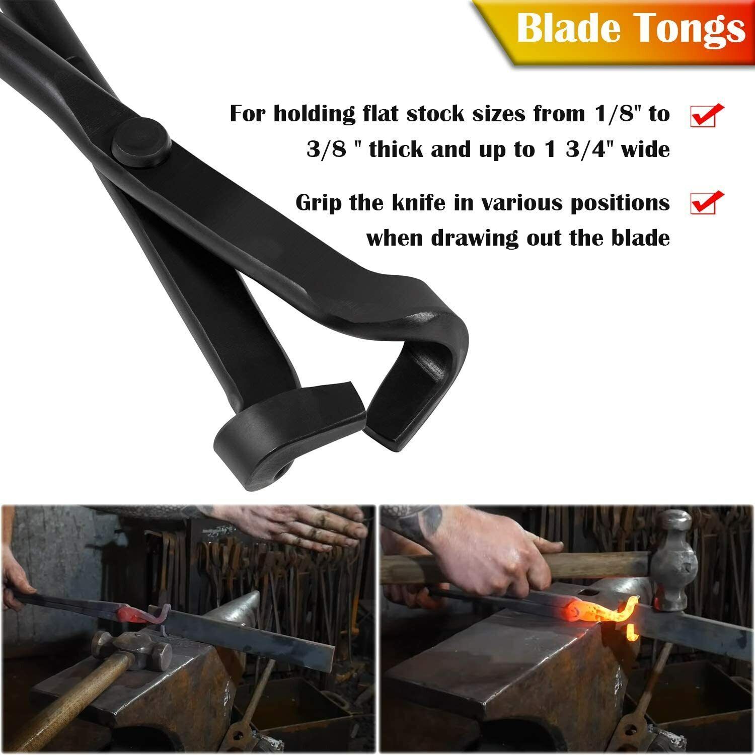 5PC Knife Making Blacksmith Tongs Bladesmith Hand Tool Set Anvil Vise Forge Flat