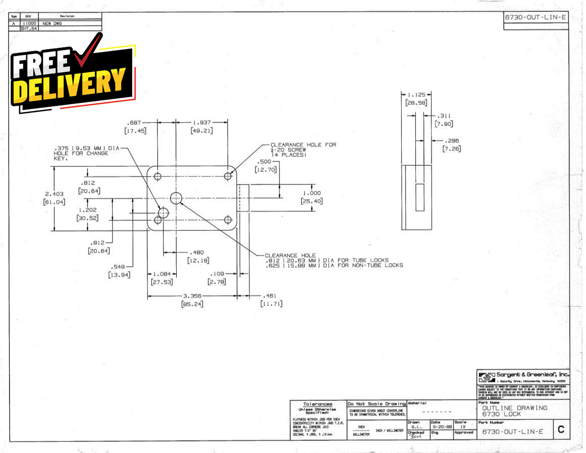 S&G Model 6730-100 Mechanical Safe Lock Kit