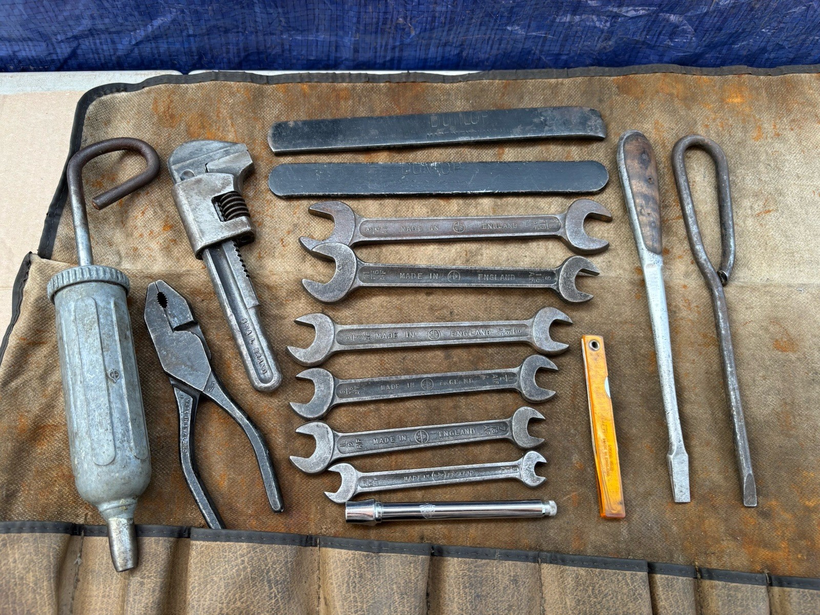 Land Rover Series 1 And 2 Tool Kit In Old Tool Roll, Vintage, Land Rover,