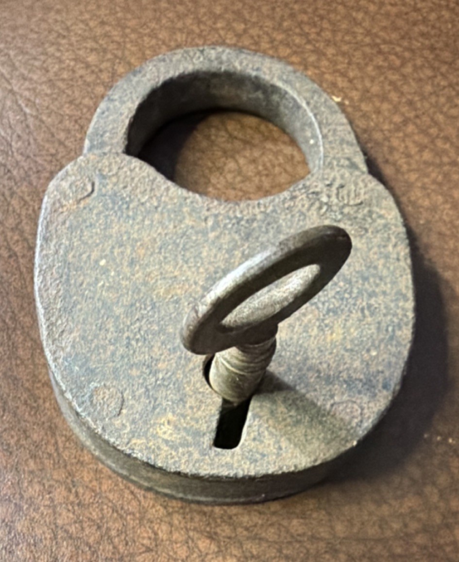 Vintage Iron Padlock with Key Antique Style Collectible Secure Lock Home Decor